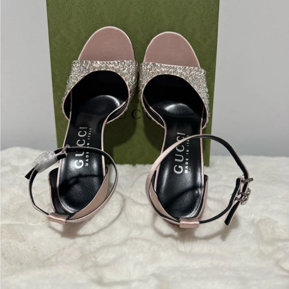 Gucci Blush Crystal-Studded Heels - Picture 4 of 6